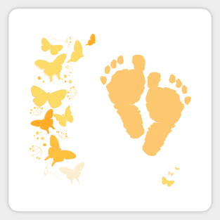 Baby foot prints with butterfly newborn baby Sticker